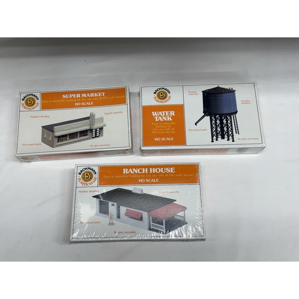 Bachmann HO Kit Set Of 3 Water Tank, Ranch House & Super Market *New Sealed*